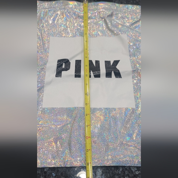 Victoria's Secret PINK Metallic Drawstring Backpack Travel Tote, NWT - Picture 5 of 7
